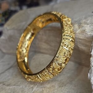 22K Gold Plated Women's Bracelet Filigree Bangle